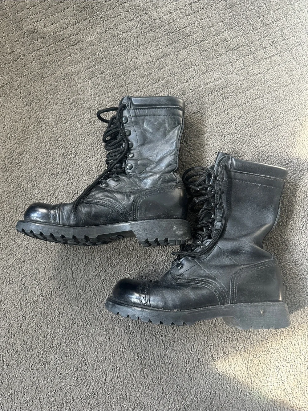 Black Leather Lace-Up Mens sizeCombat jump Boots